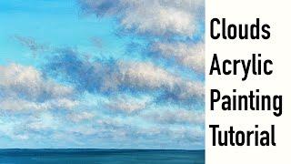 How to Paint Fluffy Morning Sky Clouds-  Acrylic Painting Tutorial in Real Time!