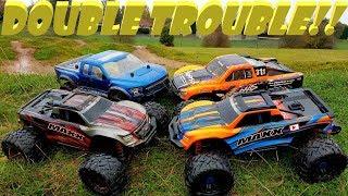 TWO NEW TRAXXAS MAXX TRUCKS AND 2 TRAXXAS SLASH 4X4 BMX TRACK RC BASH