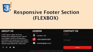  Responsive Footer Section using Flexbox | HTML CSS 