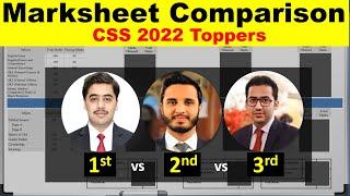 CSS 2022 Toppers Marksheet Comparison | Talha Rafeeq | Yasir Bilal | Ahmad Hassan