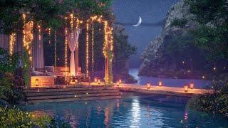 Peaceful Night by the Lake | Enchanted Gazebo by the Water | 8-Hour Ambient Relaxation Video