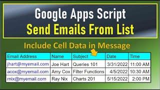 Google Apps Script Send Emails from List