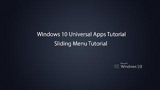 Windows 10 Universal Apps -  Sliding Menu Tutorial in UWP