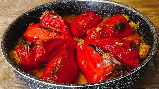 Stuffed peppers with kaima and bulgur. Unstoppable Delicious!