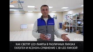 Как светят LED лампы в различных линзах галоген и ксенон+сравнение с Bi LED линзой