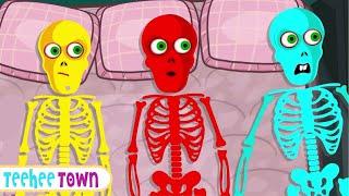 Three Skeletons Falling On The Bed - Spooky Scary Skeletons Song By Teehee Town