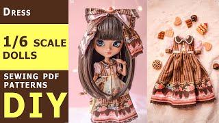 How to make a Choco Dress for Pullip, Azone doll, Blythe, Obitsu / Doll clothes TUTORIAL DIY