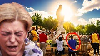 Prozession in Medjugorje, die wegen eines bizarren Vorfalls für Kontroversen unter Gläubigen sorgte