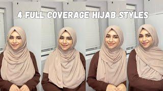 4 Full Coverage Hijab Styles #hijab #hijabstyle #hijabtutorial #fullcoveragehijab