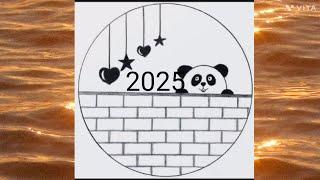 Happy New Year 2025 Drawing tutorial - Pencil Sketch / 2025 New Year Scenery drawing / Drawing 2025