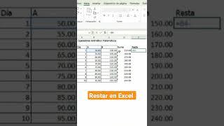 Resta (-) en Excel #excel#tutoriales #tutorialexcel #tutorialexpress #republicadominicana #mexico