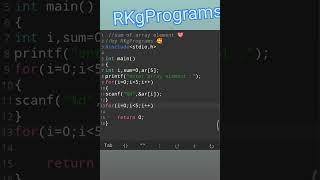 Sum of array element in c program | runtime program |1D array #RKgPrograms