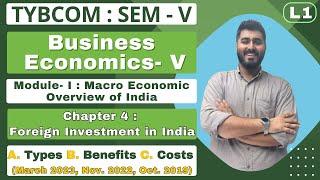 Business Economics | TYBCOM | Semester 5 | Chapter 4 | Foreign Investment in India | Lecture No. 1