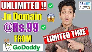 Register Unlimited .in Domain At Rs.99/- From Godaddy | Cheap Domain Name In India