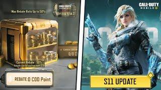 CP REBATE, SPECIAL OWN MELEE, ALCATRAZ UPDATE & FREE REWARDS IN SEASON 11 - COD MOBILE