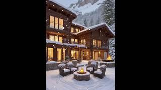 Relaxing video by the fire snowy landscape.