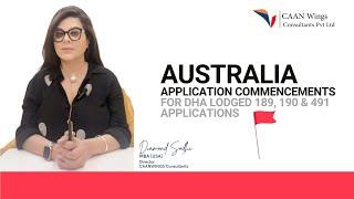 AUSTRALIA Application Commencements For DHA Lodged 189,190 & 491 Applications.