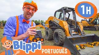 Aprenda Sobre Veículos de Construção | 1 HORA Blippi em Português | Vídeos Educativos para Crianças