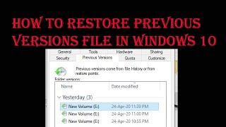 How to Restore Previous Versions File in Windows 10 | Tamil