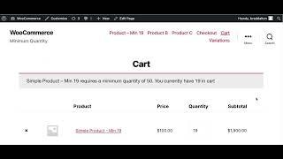 Minimum Order Quantity Per Product in WooCommerce