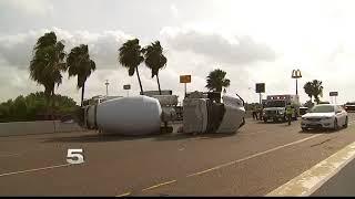 Driver Hospitalized after Cement Mixer Rollover in Alamo