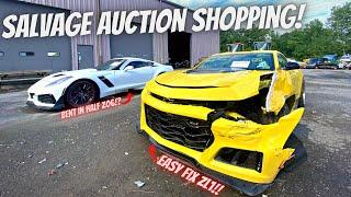 Buying TOTALED Sports Cars CHEAP At Salvage Auction! | Corvette Z06 AND...