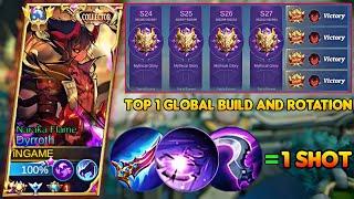 GLOBAL DYRROTH BEST 1 SHOT BUILD & ROTATION TO REACH MYTHIC GLORY 1K POINTS IN SOLO RANK