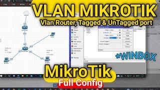 cara mudah setting vlan mikrotik menggunakan 2 router dan switch mikrotik trunk vlan dan mode access