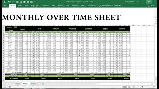 How To Make monthly overtime sheet  excel