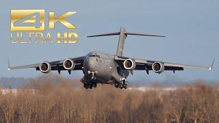 (4K) Boeing C-17A Globemaster III USAF 07-7186 arrival at Munich Airport MUC EDDM SIKO