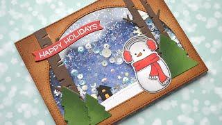 Snowy scene shaker card with Chari