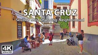 Seville's Enchanting Santa Cruz Neighborhood  4K Virtual Walking Tour Spain