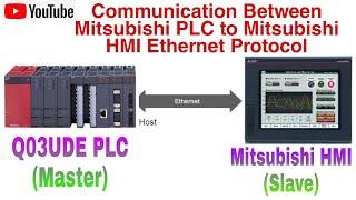 Communication Between Mitsubishi Q03UDE PLC and Mitsubishi HMI through Ethernet  TCP.