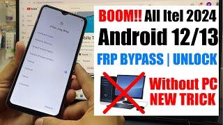 All ITEL FRP Bypass Android 13 Without PC | itel frp Unlock Google Account Remove