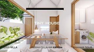 Desain Rumah 6X12m 1 Lantai 3 Kamar Tidur  Konsep Open Space // TINY HOUSE