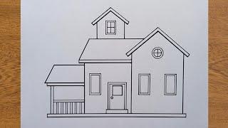 How to draw a house for beginners || Easy House Drawing