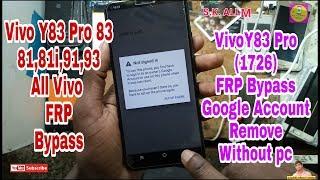 Vivo Y83 Pro (1726) ,81,81i FRP Bypass Without pc