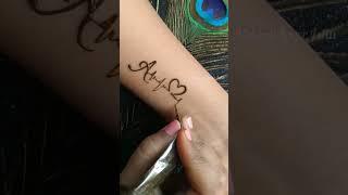 Couple letter mehndi tattoo ...| Alphabet mehndi design | A️N #shorts #youtubeshorts