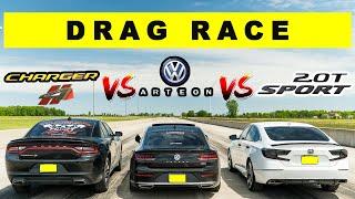 Honda Accord 2.0t FWD Races VW Arteon AWD and Dodge Charger GT 4 AWD | Drag and Roll Race