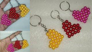 DIY beautiful beads heartshape key chain making tutorial#simple#easy#pearl craft