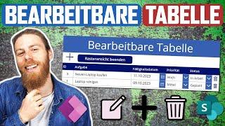 Bearbeitbare Tabelle (wie in Excel) in App einfügen | Power Apps