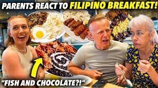 Parents Try FILIPINO BREAKFAST for the First Time! (Tapsilog, Longsilog, Champorado & Sinigang)