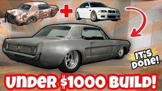 UNDER $1000 DOLLAR BUILD IS FINISHED! MUSTANG BMW CHASSIS SWAP ON ULTRA CHEAP BUDGET!