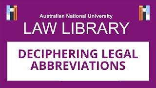 Deciphering Legal Abbreviations