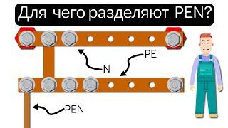 Для чего разделяют PEN  проводник на PE и N?  Почему после разделения нельзя соединять PE и  N?