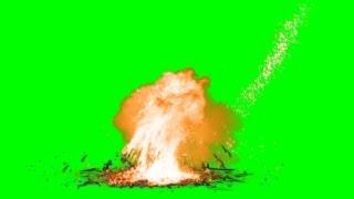 explosion, ground crack, rubble - green screen effect