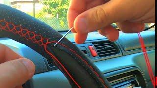 DIY How to Stitch Leather Steering Wheel Cover - Easiest Stitch