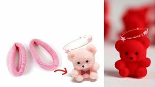 रबर ‌‍|| Teddy Bear Keychain From hair Rubber Band || Easy Steps || Diy #artmenu