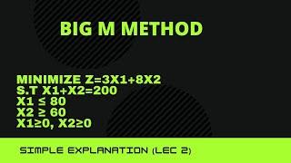 BIG M METHOD|MINIMIZATION PROBLEM-LEC II (IN MALAYALAM)