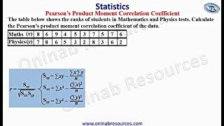 Pearson's Product Moment Correlation Coefficient